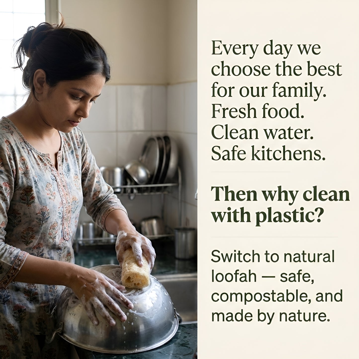 Natural Loofah Scrubber For Utensils