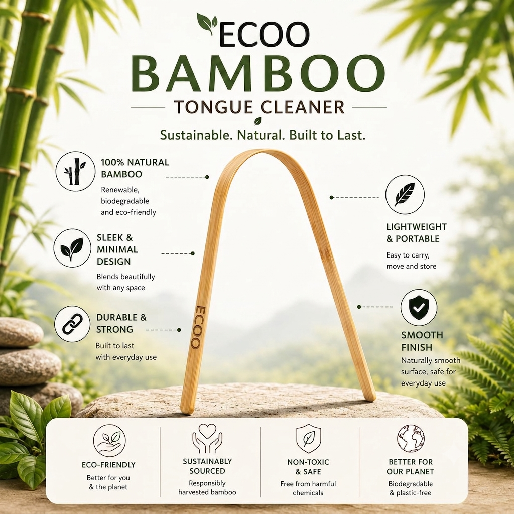 Organic Bamboo Tongue Cleaner for Kids & Adults
